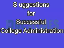 S uggestions for Successful College Administration