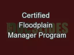 Certified Floodplain Manager Program
