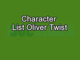 Character List Oliver Twist