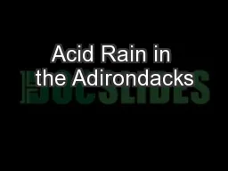 Acid Rain in the Adirondacks