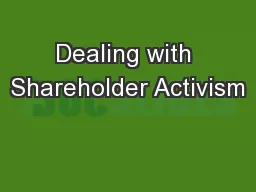 Dealing with Shareholder Activism