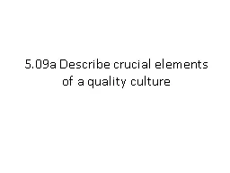 5.09a Describe crucial elements of a quality culture