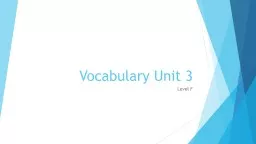 Vocabulary Unit 3 Level F