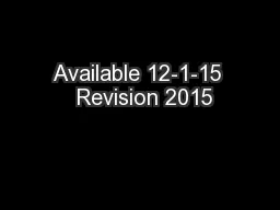 Available 12-1-15  Revision 2015