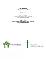 Clergy Health A Review of Literature January  Lovett H