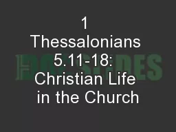 1 Thessalonians 5.11-18:  Christian Life in the Church