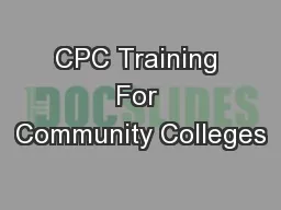 CPC Training For Community Colleges