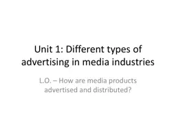 Unit 1: Different types of advertising in media industries