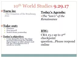 10 th  World Studies  9.29.17