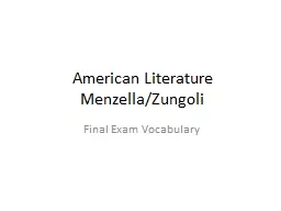American Literature Menzella/Zungoli