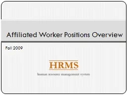 Affiliated Worker Positions Overview