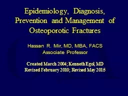 Epidemiology , Diagnosis, Prevention and Management of Osteoporotic