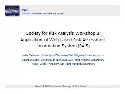 Society for Risk Analysis Workshop 3: