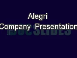 Alegri Company  Presentation