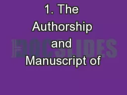 1. The Authorship and Manuscript of