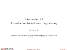 Informatics 43 Introduction to Software Engineering