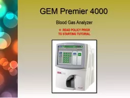 GEM Premier 4000 Blood Gas Analyzer