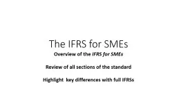 The IFRS for SMEs Overview of the