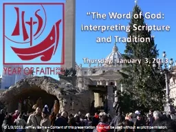 “The Word of God: Interpreting Scripture and Tradition”