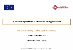 H2020 – Registration & Validation of organisations