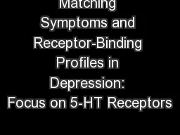 Matching Symptoms and Receptor-Binding Profiles in Depression: Focus on 5-HT Receptors