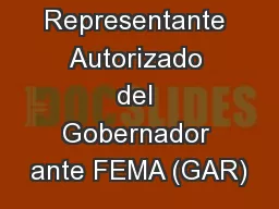 Oficina del Representante Autorizado del Gobernador ante FEMA (GAR)