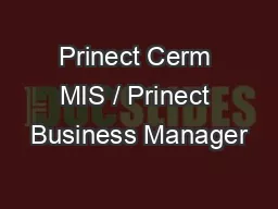 Prinect Cerm MIS / Prinect Business Manager