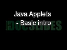 Java Applets - Basic intro