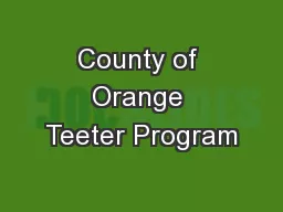 County of Orange Teeter Program
