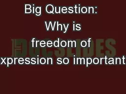 Big Question:  Why is freedom of expression so important?
