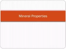 Mineral Properties Key Concepts