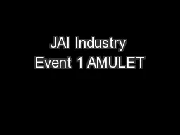 JAI Industry Event 1 AMULET