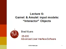 1 Lecture  6:  Garnet & Amulet