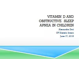 Vitamin D and Obstructive Sleep Apnea in Children