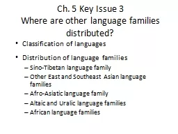 Ch. 5 Key Issue 3 Where are other language families distributed?