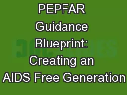 PEPFAR Guidance Blueprint: Creating an AIDS Free Generation