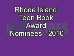 Rhode Island Teen Book Award Nominees - 2010