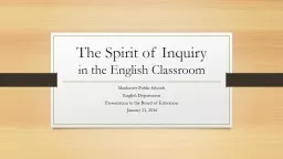 The Spirit of Inquiry in the English Classroom