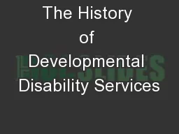 The History of Developmental Disability Services