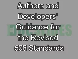 Authors and Developers’ Guidance for the Revised 508 Standards
