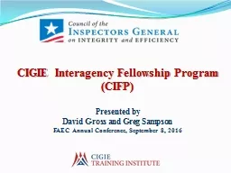 CIGIE Interagency Fellowship Program (CIFP)