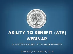 Ability to benefit (ATB) Webinar