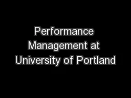 Performance Management at University of Portland