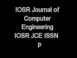 IOSR Journal of Computer Engineering IOSR JCE ISSN   p