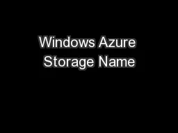Windows Azure Storage Name