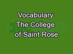 Vocabulary The College of Saint Rose