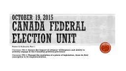 October 19, 2015  Canada Federal Election Unit