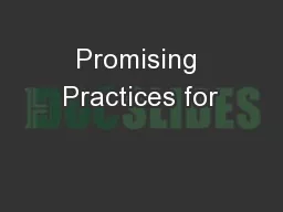 Promising Practices for