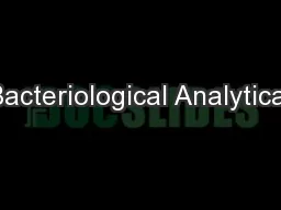 Bacteriological Analytical