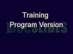 Training Program Version